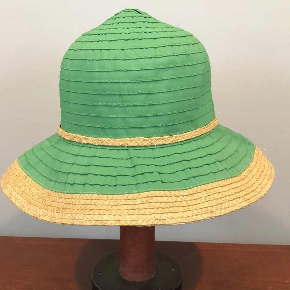 Scala Collection Green Straw Floppy Bucket Sun Hat